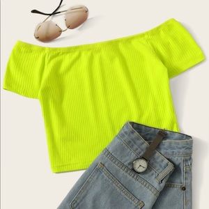 Neon Off-Shoulder Crop Top